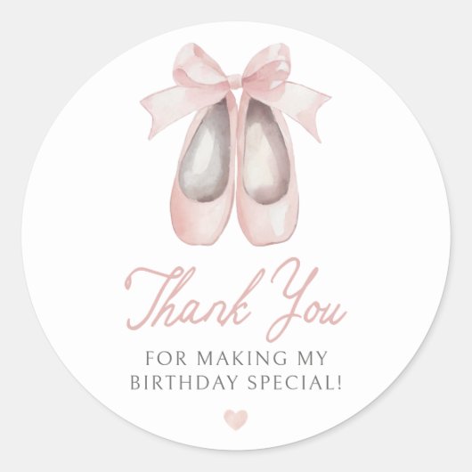 Ballerina Birthday Party Ronde Sticker (Voorkant)