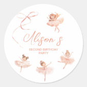 Ballerina Birthday Ronde Sticker (Voorkant)