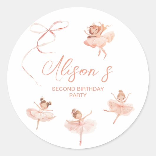 Ballerina Birthday Ronde Sticker (Voorkant)