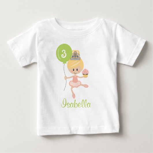 Ballerina Birthday Toddler T-shirt Blonde (Voorkant)