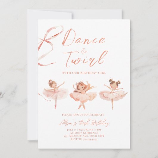 Ballerina Birthday Uitnodiging (Voorkant)