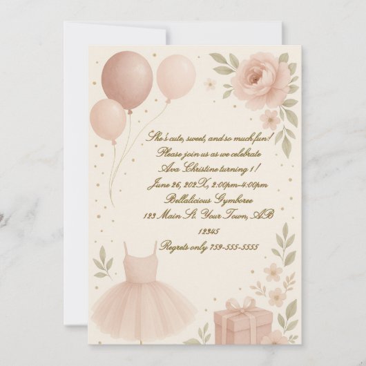 Ballerina Birthday Uitnodiging (Voorkant)