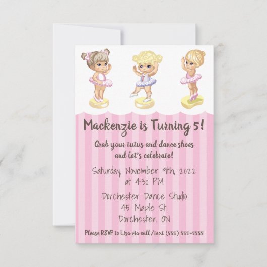 Ballerina Birthday Uitnodiging (Voorkant)