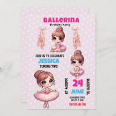 Ballerina Birthday Uitnodiging (Voorkant / Achterkant)