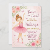 Ballerina Birthday Uitnodiging (Voorkant)