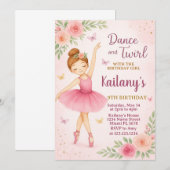 Ballerina Birthday Uitnodiging (Voorkant / Achterkant)