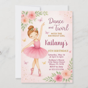 Ballerina Birthday Uitnodiging