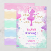 Ballerina Birthday Uitnodiging (Voorkant / Achterkant)