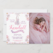 Ballerina Birthday Uitnodiging met foto (Voorkant)