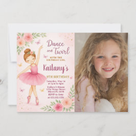 Ballerina Birthday Uitnodiging met foto