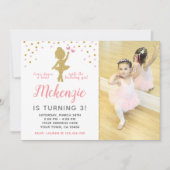 Ballerina Birthday Uitnodiging tot foto (Voorkant)