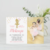 Ballerina Birthday Uitnodiging tot foto (Staand voorkant)
