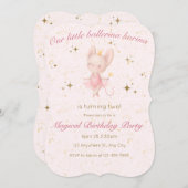 Ballerina Birthday Uitnodiging tot roze en goud (Voorkant / Achterkant)