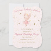 Ballerina Birthday Uitnodiging tot roze en goud (Voorkant)