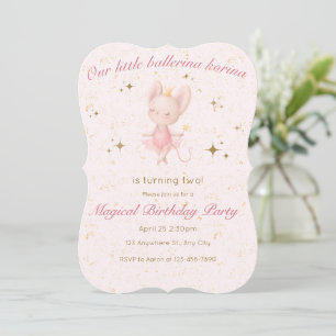 Ballerina Birthday Uitnodiging tot roze en goud