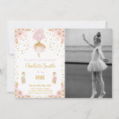 Ballerina Birthday Uitnodigingen met foto (Voorkant)