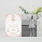 Ballerina Birthday Uitnodigingen met foto (Staand voorkant)