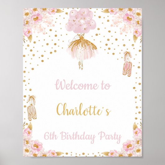 Ballerina Birthday Welkomstsignalen Poster (Voorkant)