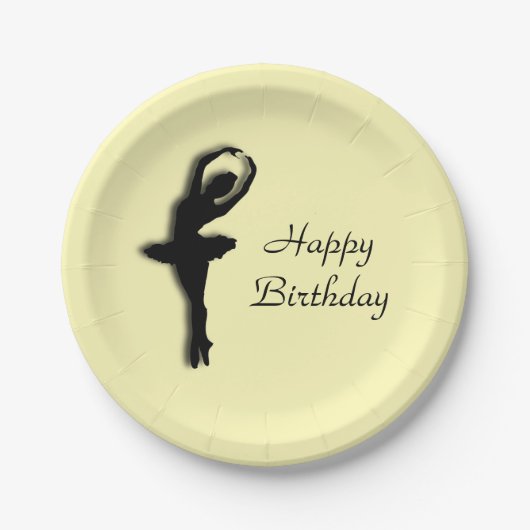 Ballerina Birthday Yellow Papieren Bordje (Voorkant)
