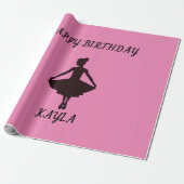 Ballerina blij verjaardag inpakpapier met naam. (Uitgerold)