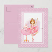 Ballerina bloem polka stippen uitnodiging ansichtk (Voorkant / Achterkant)