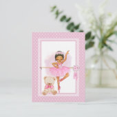 Ballerina bloem polka stippen uitnodiging briefkaa (Staand voorkant)