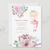 Ballerina Bloemen Foliage Meisje 8e Verjaardag Par Kaart (Voorkant)