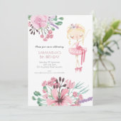 Ballerina Bloemen Foliage Meisje 8e Verjaardag Par Kaart (Staand voorkant)