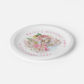 Ballerina Bloemen Kat Naam Verjaardagsfeest Papieren Bordje (Gekanteld)