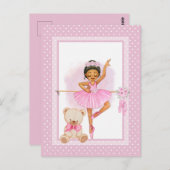 Ballerina bloemen polka stippen Uitnodiging Briefk (Voorkant / Achterkant)