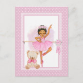 Ballerina bloemen polka stippen Uitnodiging Briefk (Voorkant)