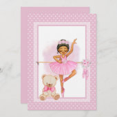 Ballerina bloemen polka stippen uitnodiging briefk (Voorkant / Achterkant)