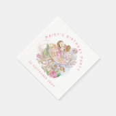 Ballerina Bloemen Roze Gouden Naam Verjaardagsfees Servet (Hoek)