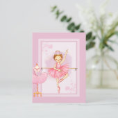 Ballerina bloemen uitnodiging (Staand voorkant)