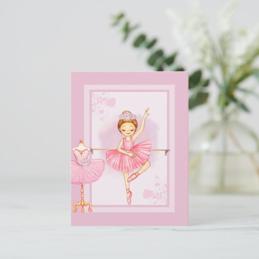 Ballerina bloemen uitnodiging (Staand voorkant)