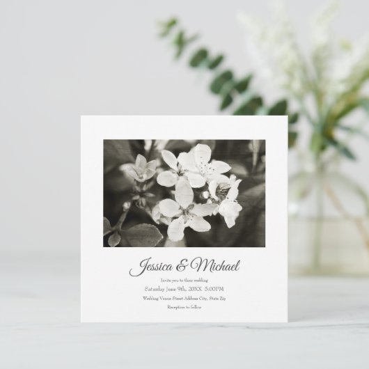 Ballerina Bloesem Oude Uitnodiging (Staand voorkant)