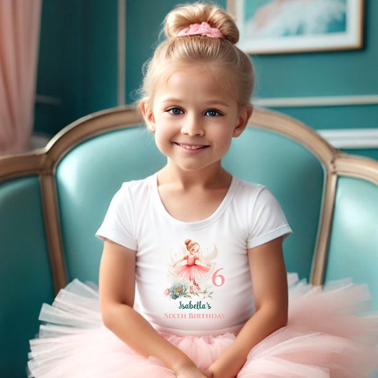 Ballerina Blond Roze Blauwgroen Naam Verjaardags M Kinder Shirts