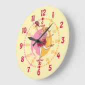 Ballerina blonde haarmeisje, balletwandklok grote klok (Hoek)