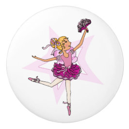 Ballerina blonde meisje ballet roze kunstdeurknop keramische knop