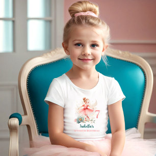 Ballerina Blondine Roze Blauwgroen Naam Verjaardag T-shirt