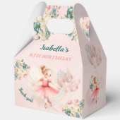 Ballerina Blondine Roze Bloemen Meisje Verjaardag  Bedankdoosjes (Voorkant)