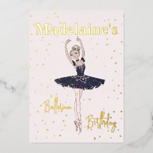 Ballerina Blue TuTu Girls Birthday Party Folie Uitnodiging