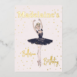 Ballerina Blue TuTu Girls Birthday Party Folie Uitnodiging