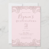 Ballerina Blush Pink Glitter Lace Quinceañera Kaart (Voorkant)