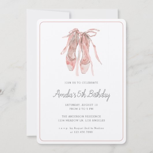 Ballerina Blush Roze Dans Meisje 5e Verjaardag Kaart (Voorkant)