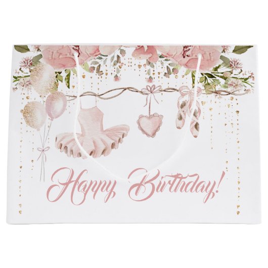 Ballerina blush roze tutu verjaardagsfeestballet groot cadeauzakje (Voorkant)