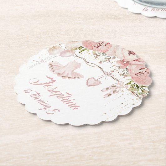 Ballerina blush roze tutu verjaardagsfeestballet kartonnen onderzetters (Gekanteld)