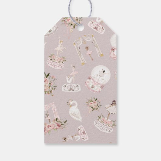 Ballerina blush roze tutu verjaardagsfeestje dank  cadeaulabel (Achterkant)
