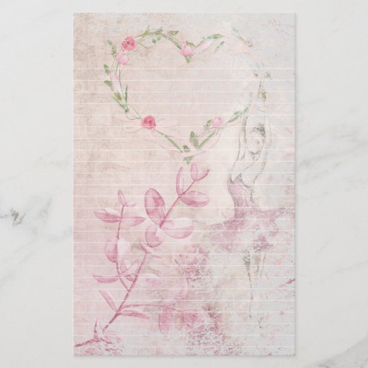 Ballerina Botanische Hartvoering Briefpapier (Voorkant)