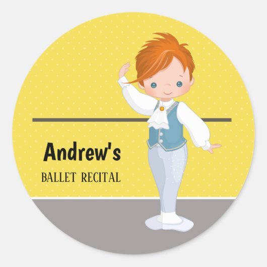 Ballerina boy - choose background color ronde sticker (Voorkant)
